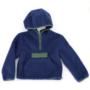 Save The Duck Toddler Navy Fleece Teddy 1/4-Zip Hooded Jacket Kids Size 4